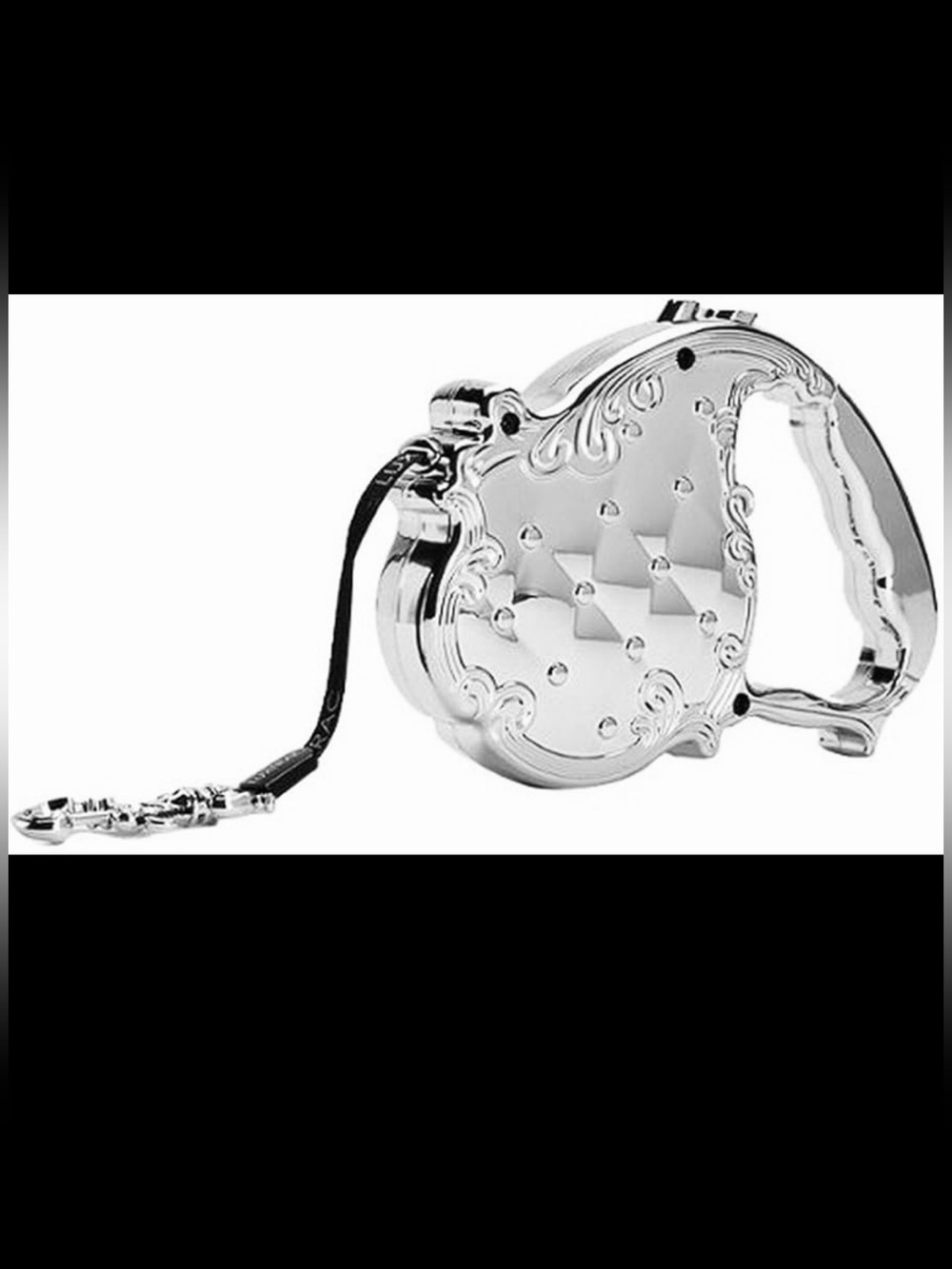 Opulent Retractable Dog Leash in chrome shine Silver